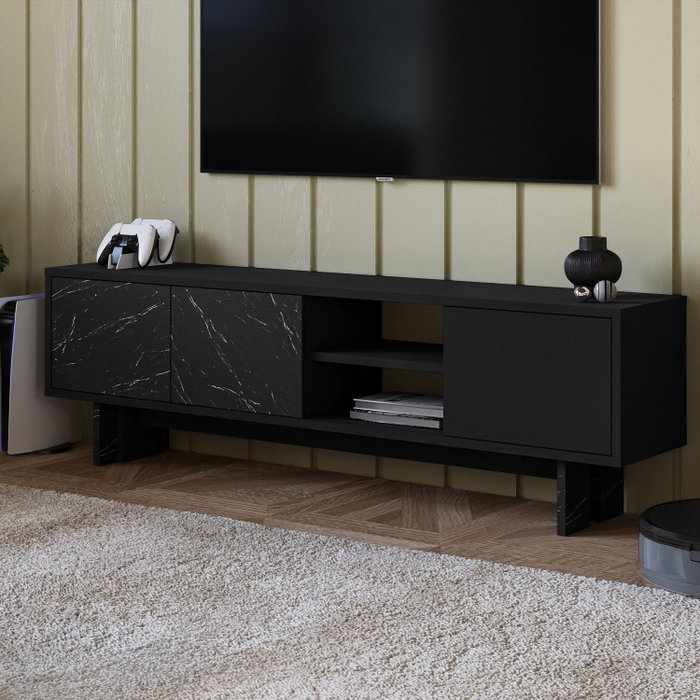 Hanah Home Soporte para TV Ravello Negro y Mármol